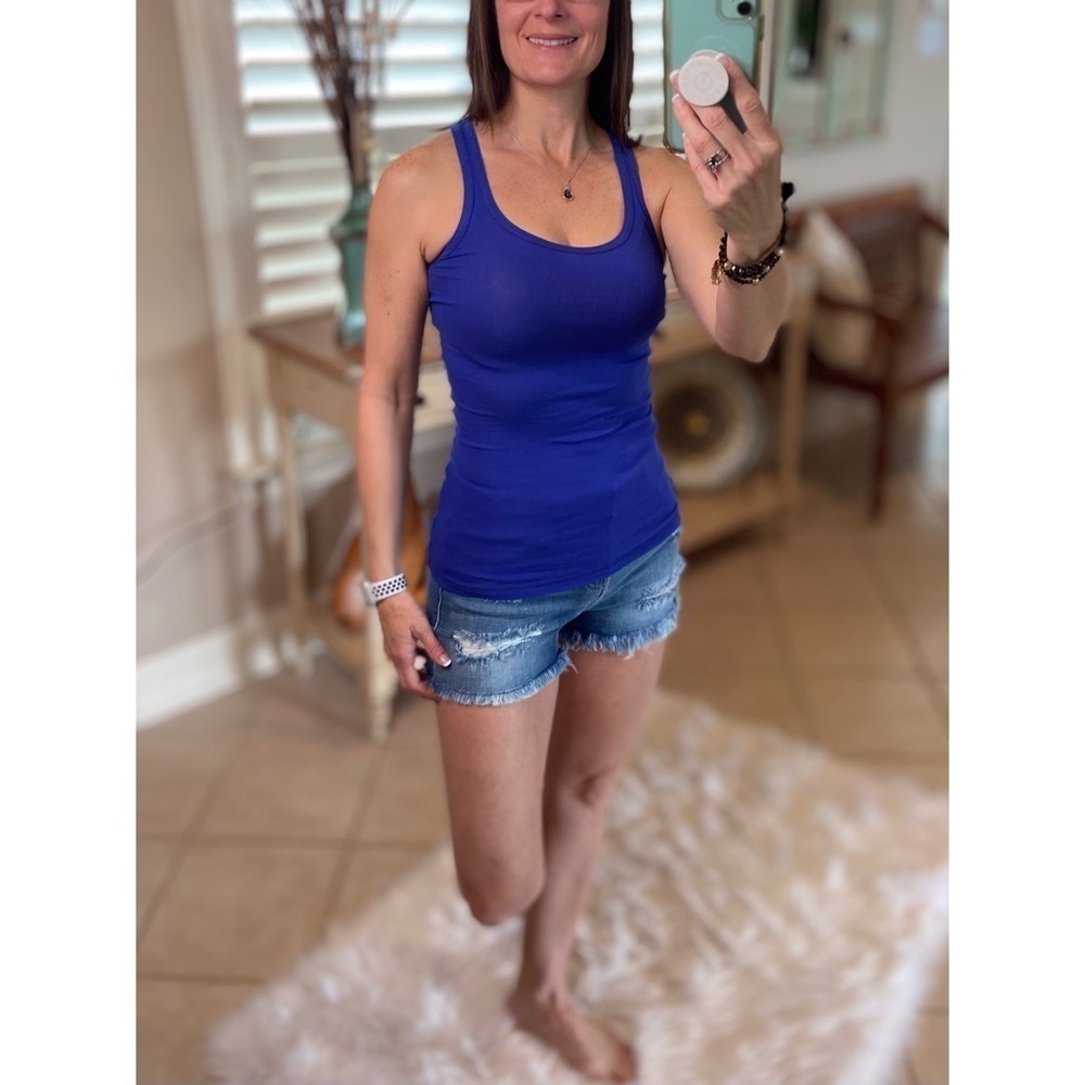 Ribbed Racerback Boy Beater Tank Bright Blue 1121